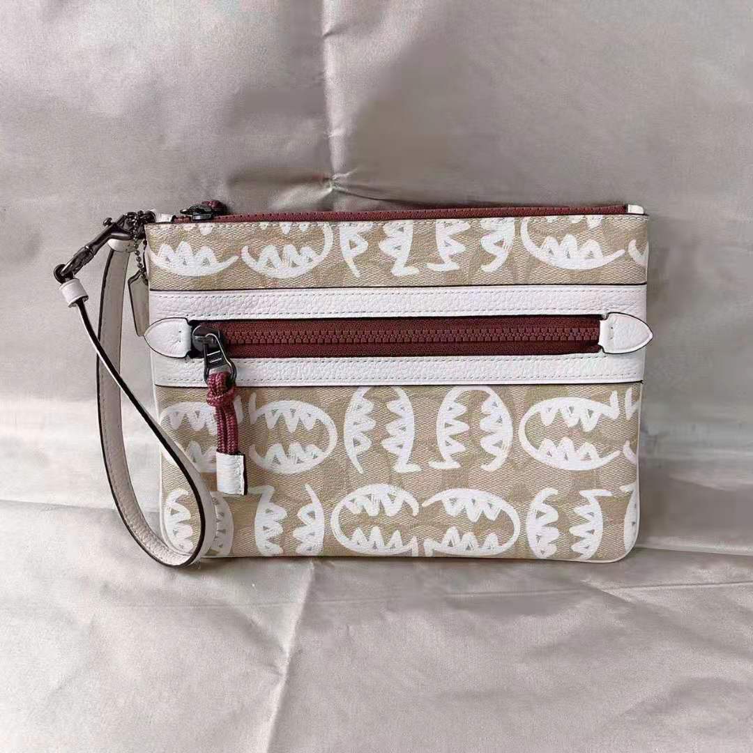 Coach 2656 Vale Gallery Pouch In Signature Canvas With Rexy By Guang Yu In Light Khaki/Chalk Multi Coach 2656 Vale Gallery Pouch In Signature Canvas With Rexy By Guang Yu In Light Khaki/Chalk Multi